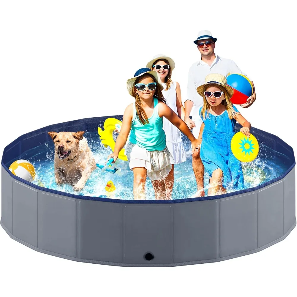 

Foldable Dog Pool, Collapsible Pet Bathtub, Anti-Slip Hard Plastic Bath Pool for Dogs and Cats, 80 x 16 Inches
