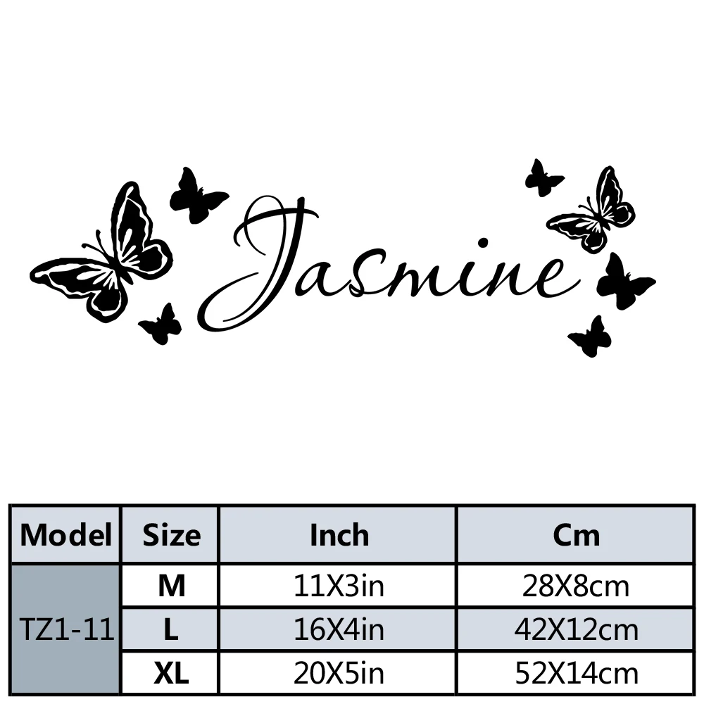 1pc Hot Personalize Custom Name Butterfly Sticker Waterproof Vinyl Wallpaper Home Decor Living Room Bedroom Wall Art MURAL