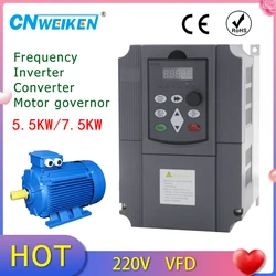 220V single-phase input 220V/380V 3 phase output 5.5KW/7.5KW Variable Frequency Drive Converter for Motor Speed Control VFD