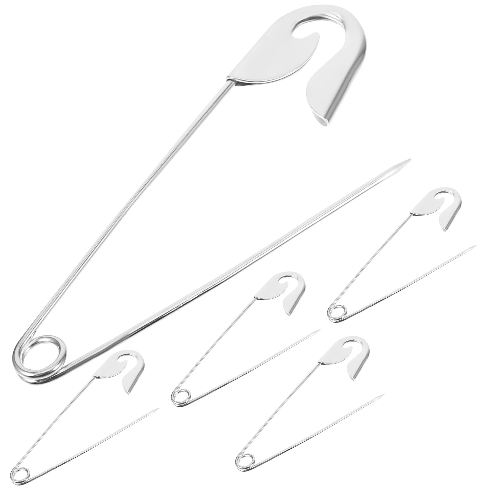 

5 Pcs Safety Pins 134MM Safety Pins Metal Nickel Plated for Laundry Dry Cleaning Quilting Basting Clothes Fixing