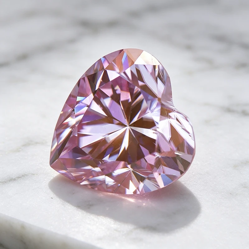 Moissanit-Stein Herzschliff Sakura-Rosa Farbiger Edelstein für Charms Schmuckherstellungsmaterialien Besteht Diamanttester mit Zertifikat – Detail 3