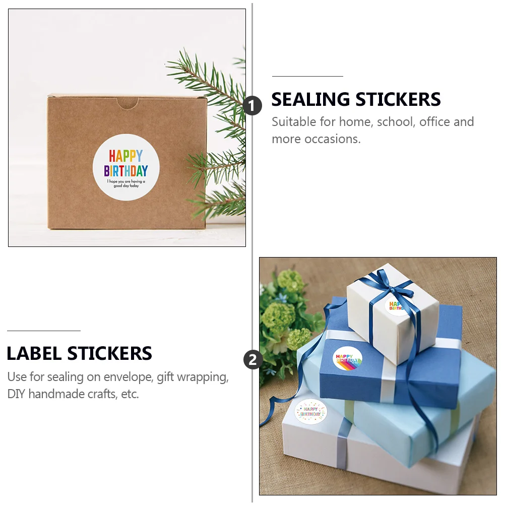 Birthday Stickers Cartoon Stickers Rolls DIY Sealing Adorable Gift Bag Decorative Child Cartoon Label Stationery Paper Craft