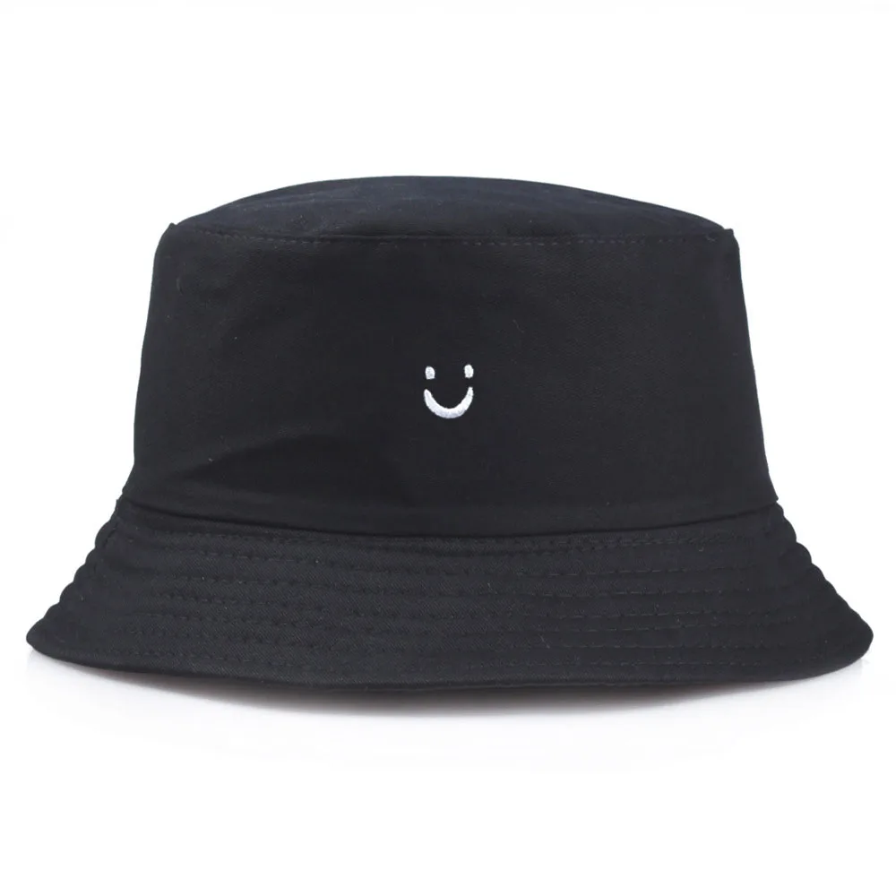 Sombrero de pescador de doble cara con cara sonriente para hombre y mujer, gorro de Bsin de tendencia urbana, protector solar de viaje para pareja,