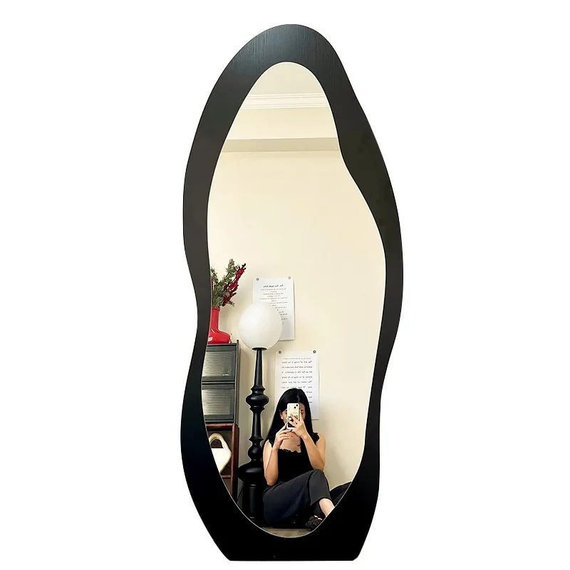 

Medieval style mango wooden full body mirror household floor wall hanging high definition girls bedroom