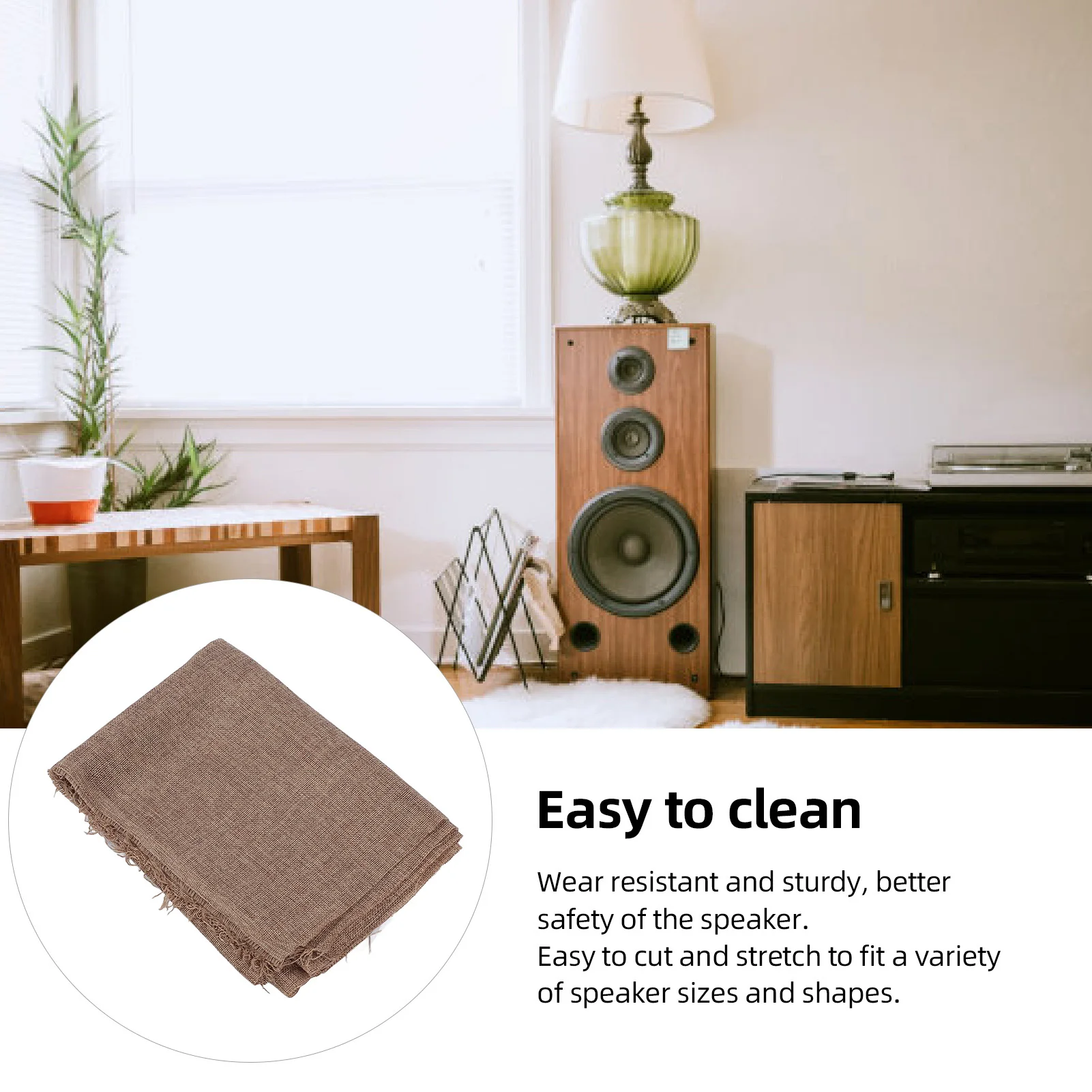 Speaker Grill Cloth Protective 59.06 X 19.69in Multipurpose Scratch Proof Khaki Speaker Fabric Cover for Home Theater for KTV