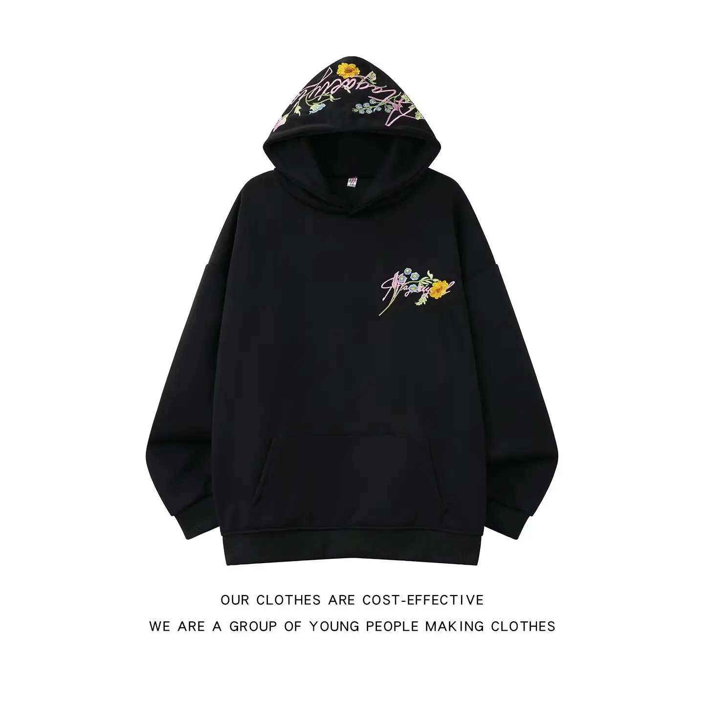 

Мужская толстовка с цветочной вышивкой, повседневная верхняя одежда, осенне-зимняя новинка, универсальный топ для пар, для отдыха