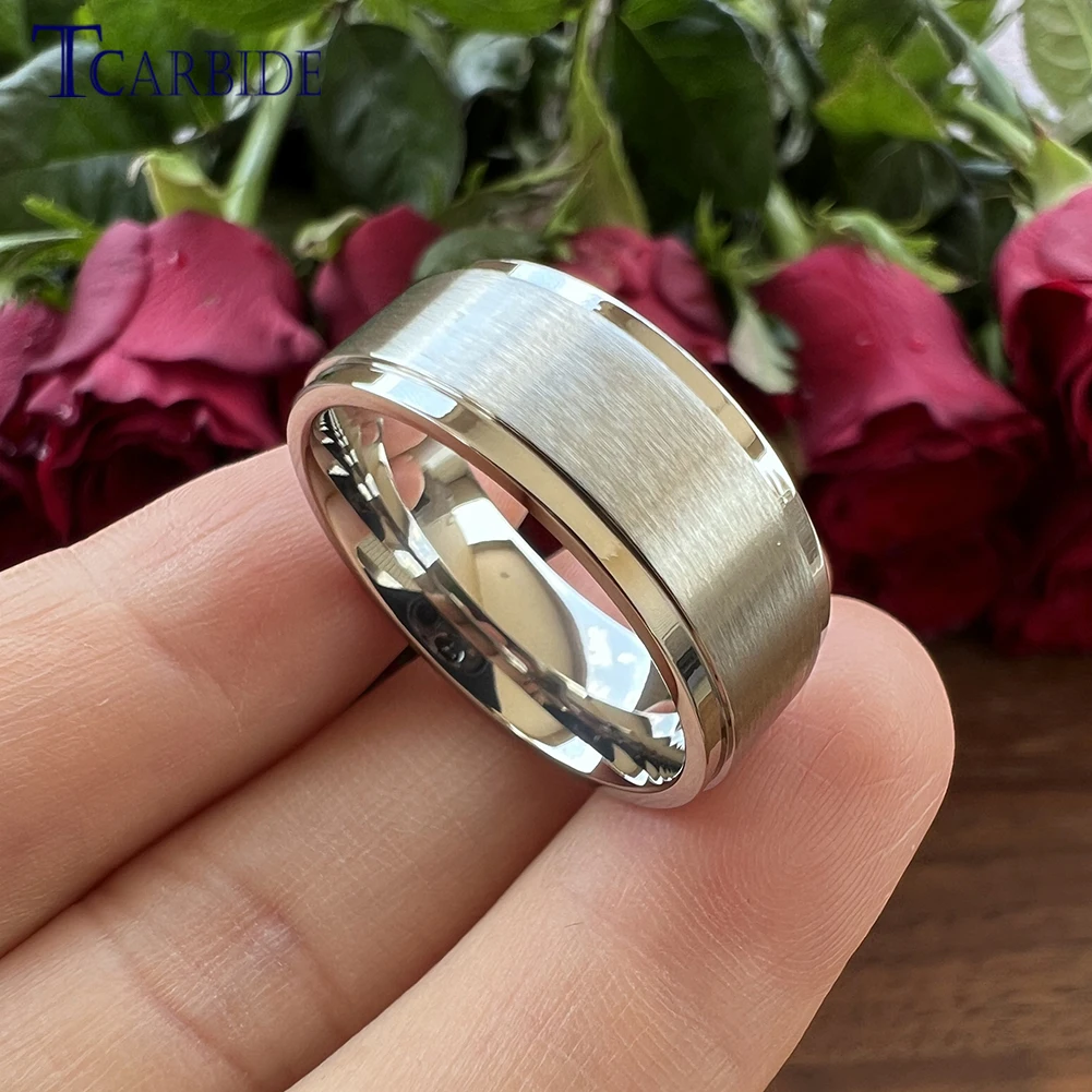 Dropshipping 8mm Classic Stainless Steel Ring Engagement Wedding Bands For Men Women Stepped Brushed Fashion Jewelry