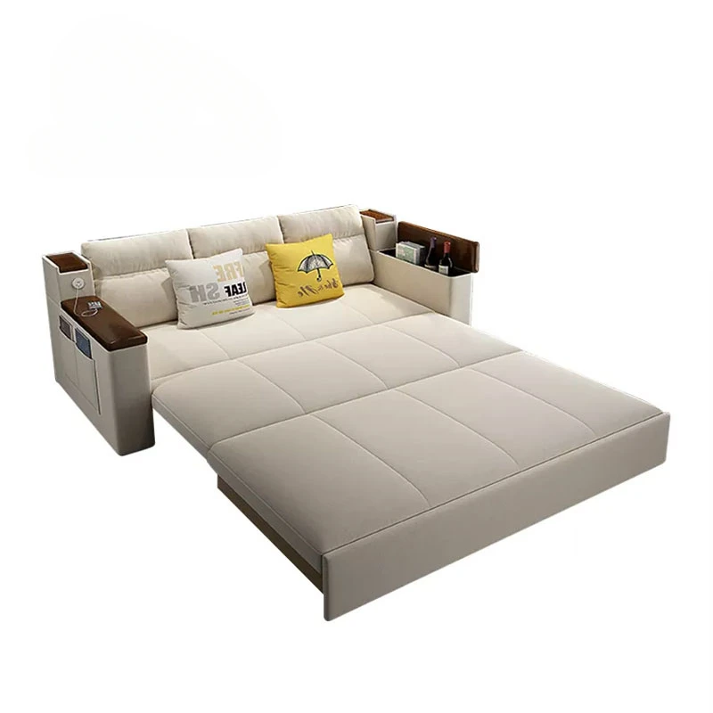 Promotional Items Modern Solid Wood Furniture Living Room Fabric Multifunctional Mechanism Folding Sofa Bed