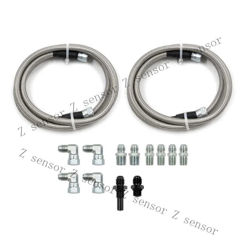 RRR+  SS Braided Transmission Cooler Hose Line Kit GM Chevy 4L60E 4L80E 700R4 TH400