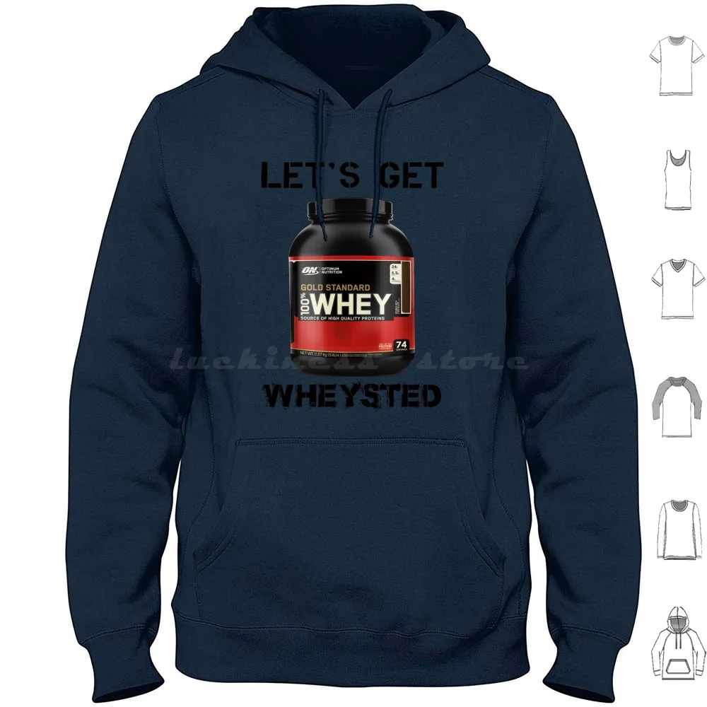 Let's Get Wheysted Hoodies Long Sleeve Gym Lifting Bro Weights Free Weights Training Powerlifting Gym Gym Nerd
