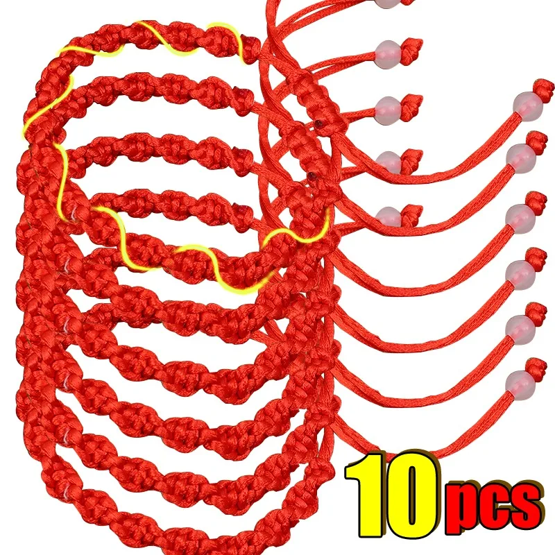 Изображение удачи ручной работы изогнутый узор оплетка Красная Нить веревка веревки Размер Регулируемый браслет витой узел счастливые подарки