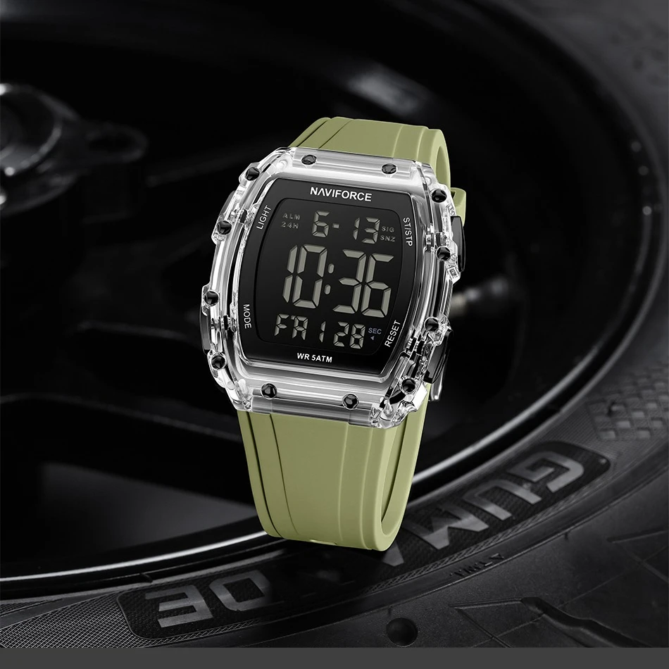 نمط جديد NAVIFROCE الرجال الساعات مضيئة العسكرية الرياضة رجل شاشة الكريستال السائل ساعات المعصم الكوارتز الذكور مقاوم للماء Relogio Masculino #3