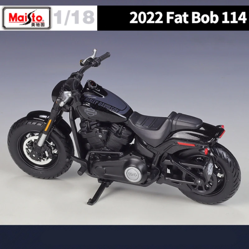 Maisto 1:18 Harley Davidson 2022 Fat Bob 114 Alloy Sports Motorcycle Metal Street Race Motorcycle Model Simulation Kids Toy Gift