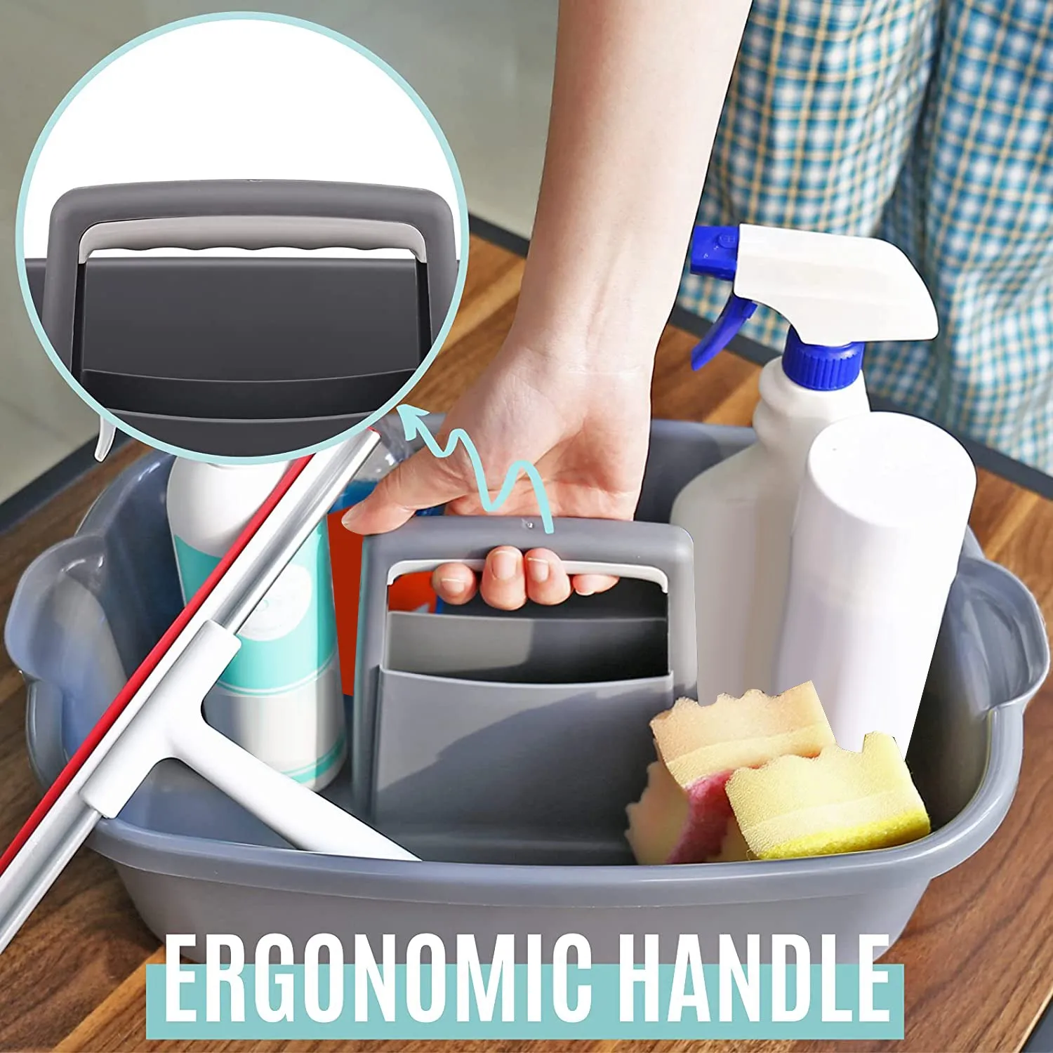 

Shower Caddy Tote Organizer Basket with Handle for Bathroom,Dark Gray