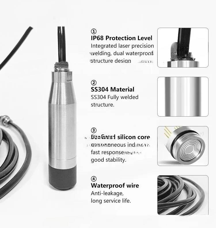 PL-100 High Accuracy Liquid Level Pressure Transmitter Water Level Diaphragm Reliable Water Pressure Sensor/Transmitter