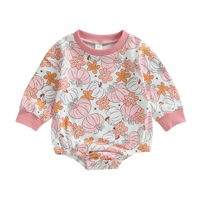 

Fashion Baby Boy Girl Sweatshirt Romper Cotton Long Sleeve Flower Pumpkin Baby Rompers Infant Playsuit Jumpsuits Newborn Clothes