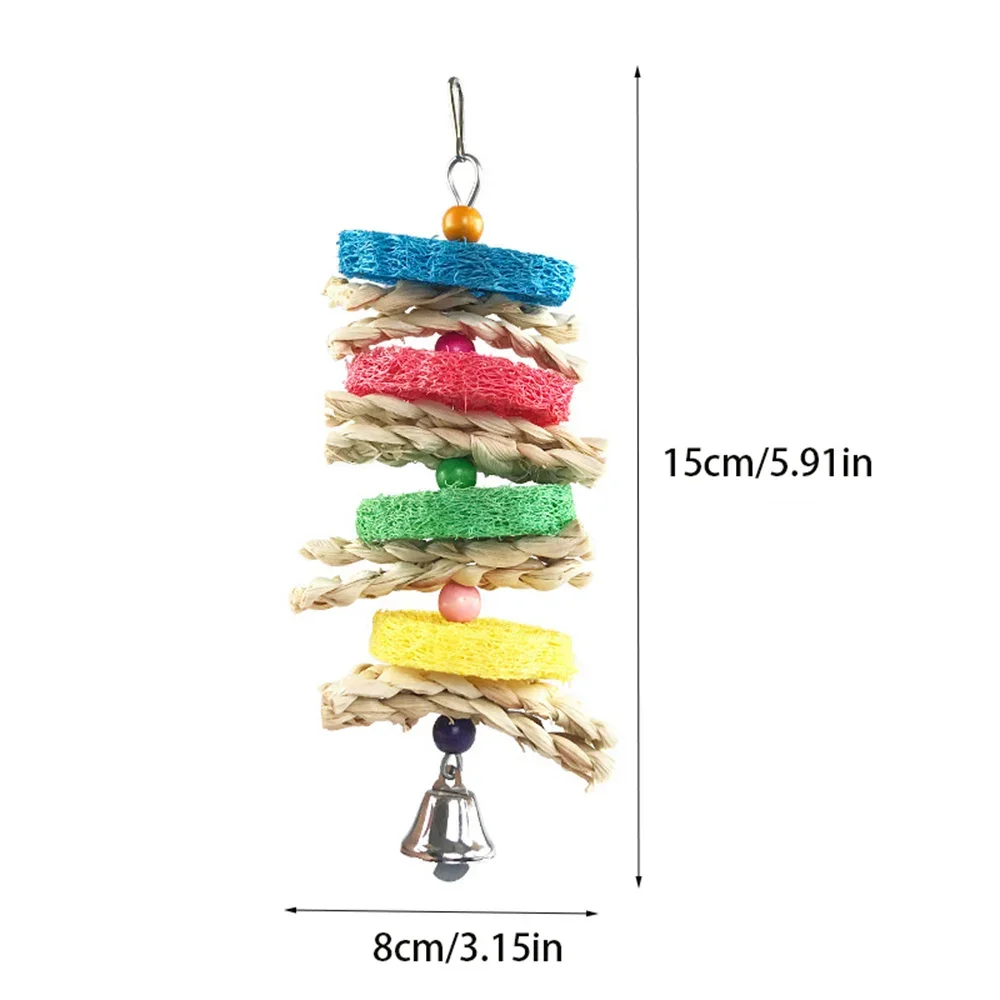 Rabbit Hamster Chewing Toy Hanging Bells Rattan Balls Molars Toy Pet Chinchilla Guinea Pig Bird Parrots Parakeet Birdcage Decor