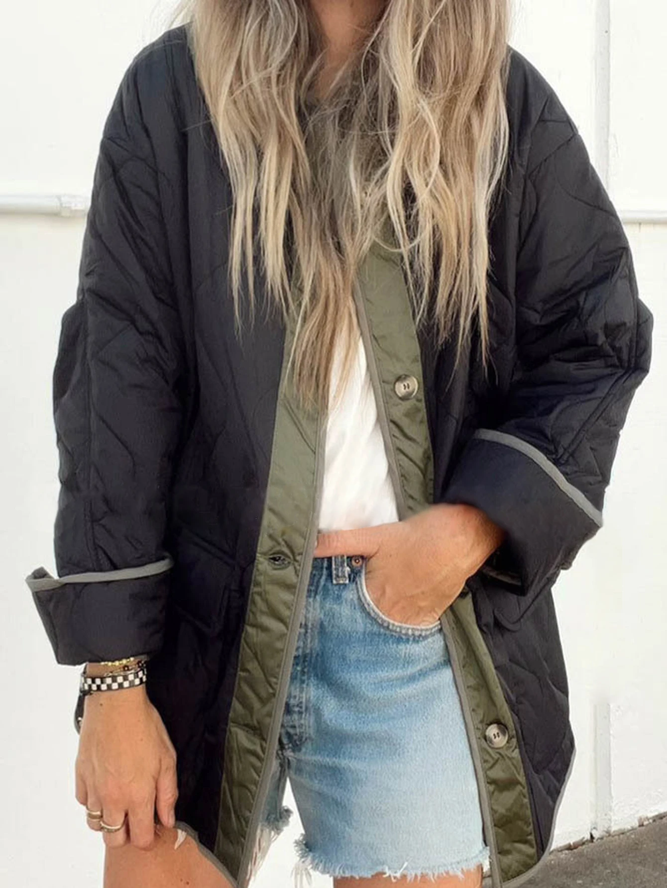 

Women's Patchwork Long Sleeve Crew Neck Casual Coats Autumn Winter Daily Decent Single Breasted Button Front Pockets