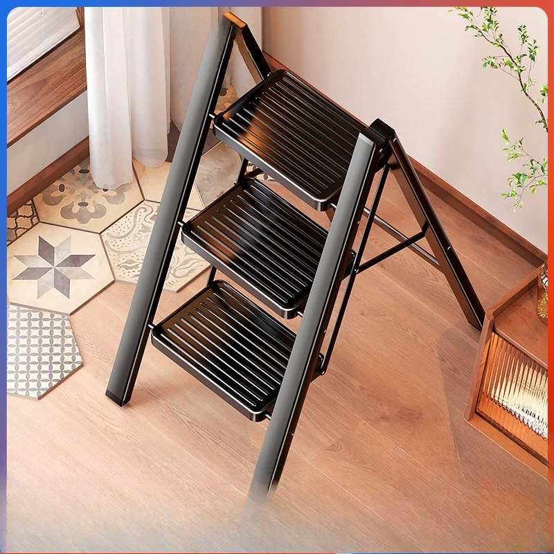 Thickened Folding Telescopic Zigzag Step Ladder Stool 3‑4 Step Multi‑Functional Small Household Indoor Home Climbing Ladder