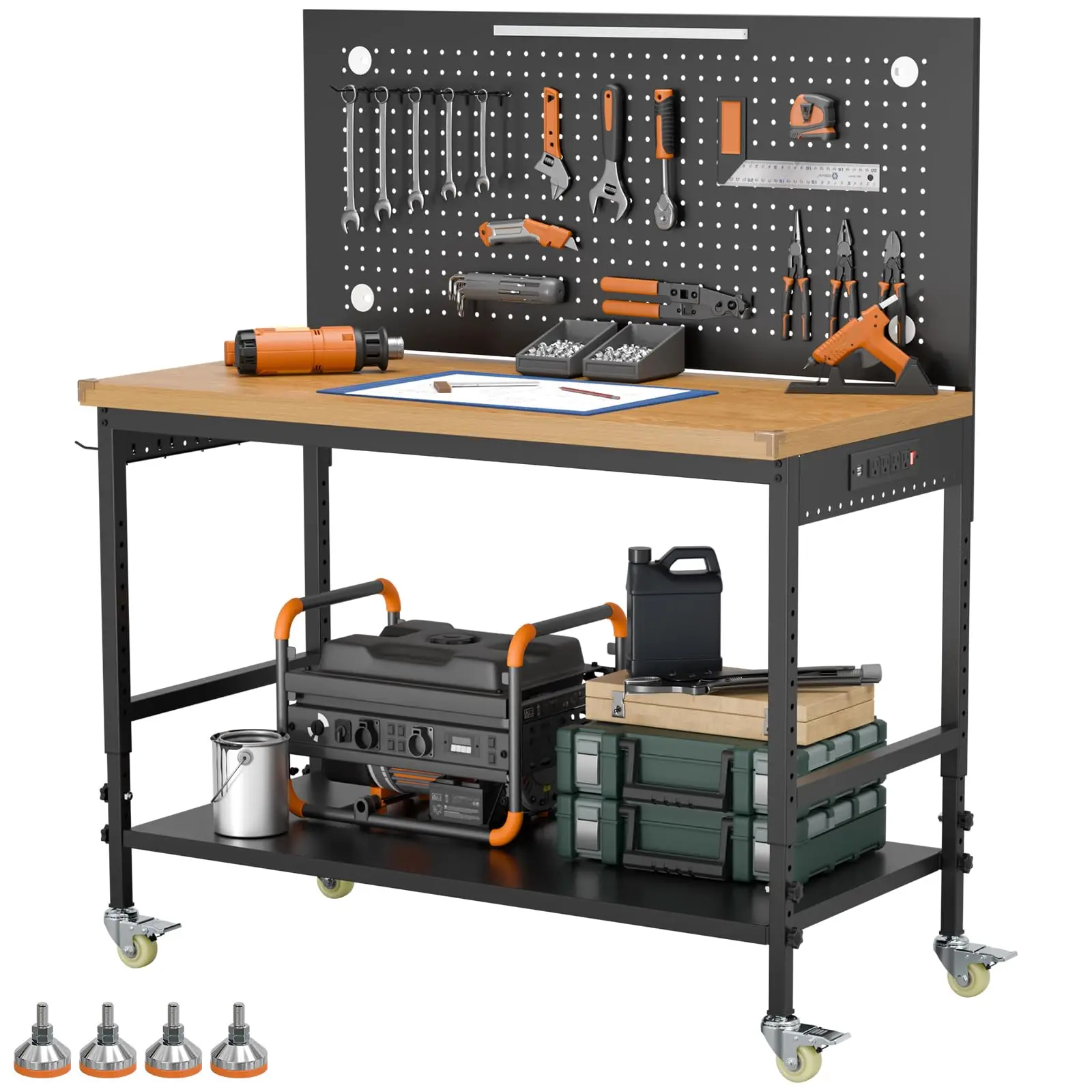 Work Benches for Grage, Easy to Assemble,Features Casters,2000LBS