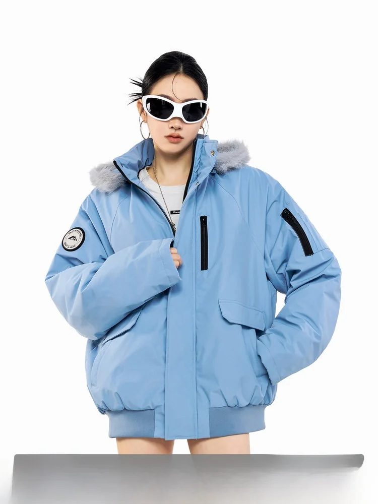 

Warm Thiened Cotton Jaet Women's Winter Coat with Hood Fur Collar Workwear Parka Ichmode American Sle Commute Sle