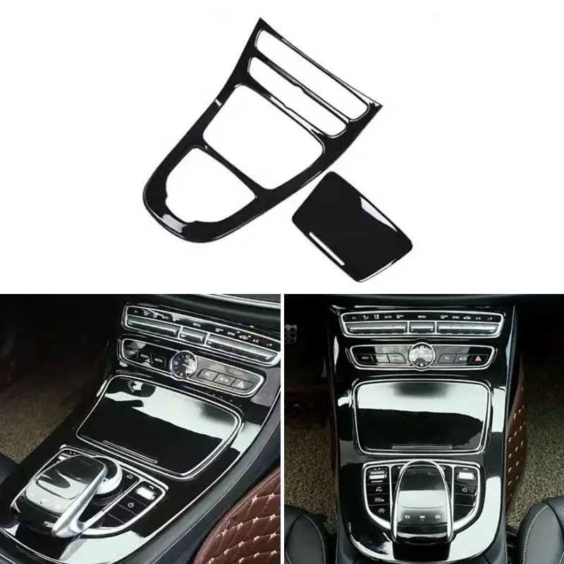 

ABS Bright Black Car Center Console Gear Shift Panel Cover Frame Trim Accessories For Mercedes Benz E Class W213 2016 2017 2018