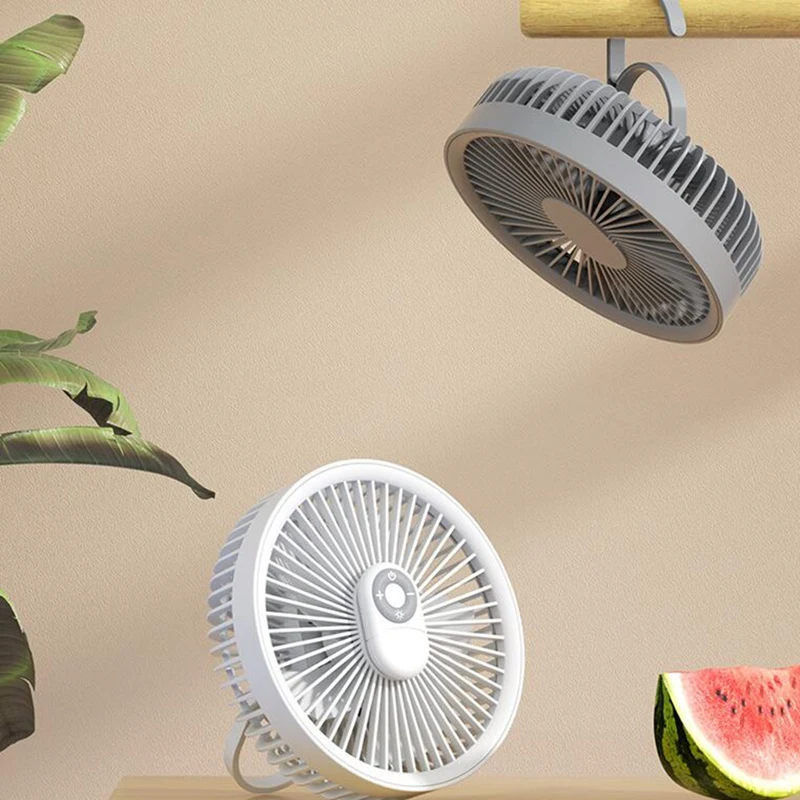 Camping Fan With LED Lantern,4000Mah Outdoor Small Tent Fan,Portable Quiet Desk Fan For Picnic,BBQ,Fishing,Travel