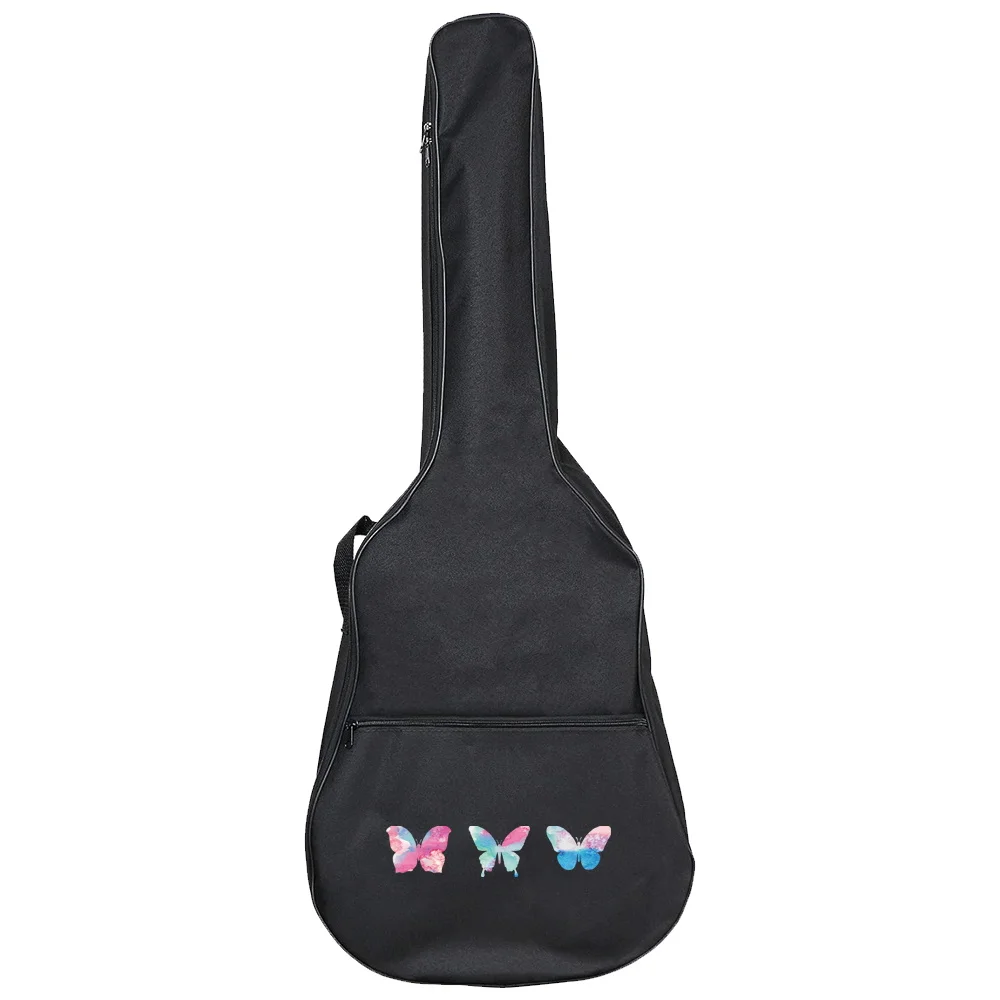 Bolsa de guitarra impermeable, Mochila de tela Oxford negra, Serie de impresión de mariposa, almacenamiento de guitarra, accesorios de mochila