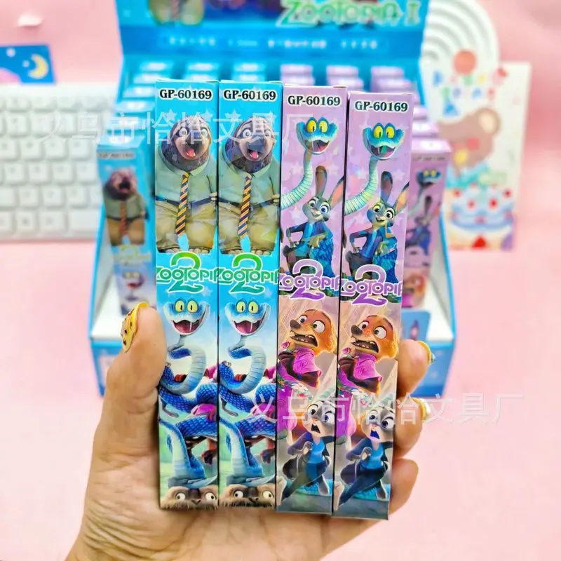 36 Uds 24 Uds. Bolígrafo de caja ciega de dibujos animados Zootopia 2 Judy Nick bolígrafo de Gel de dibujos animados lotería estudiante presiones bolígrafo Neutral regalos de cumpleaños para niños