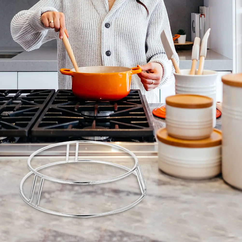 

Stainless Steel Pot Rack Wok Holder Reusable Pan Accessory Countertop Mid Size BBQ Camping Multi Function Anti Slip Stable