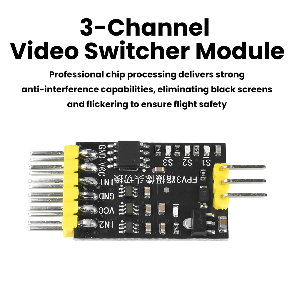 Módulo Conmutador de Video de 3 Canales DC5-12V con Control PWM para Cámaras FPV RC, Drones y Máquinas de Vuelo