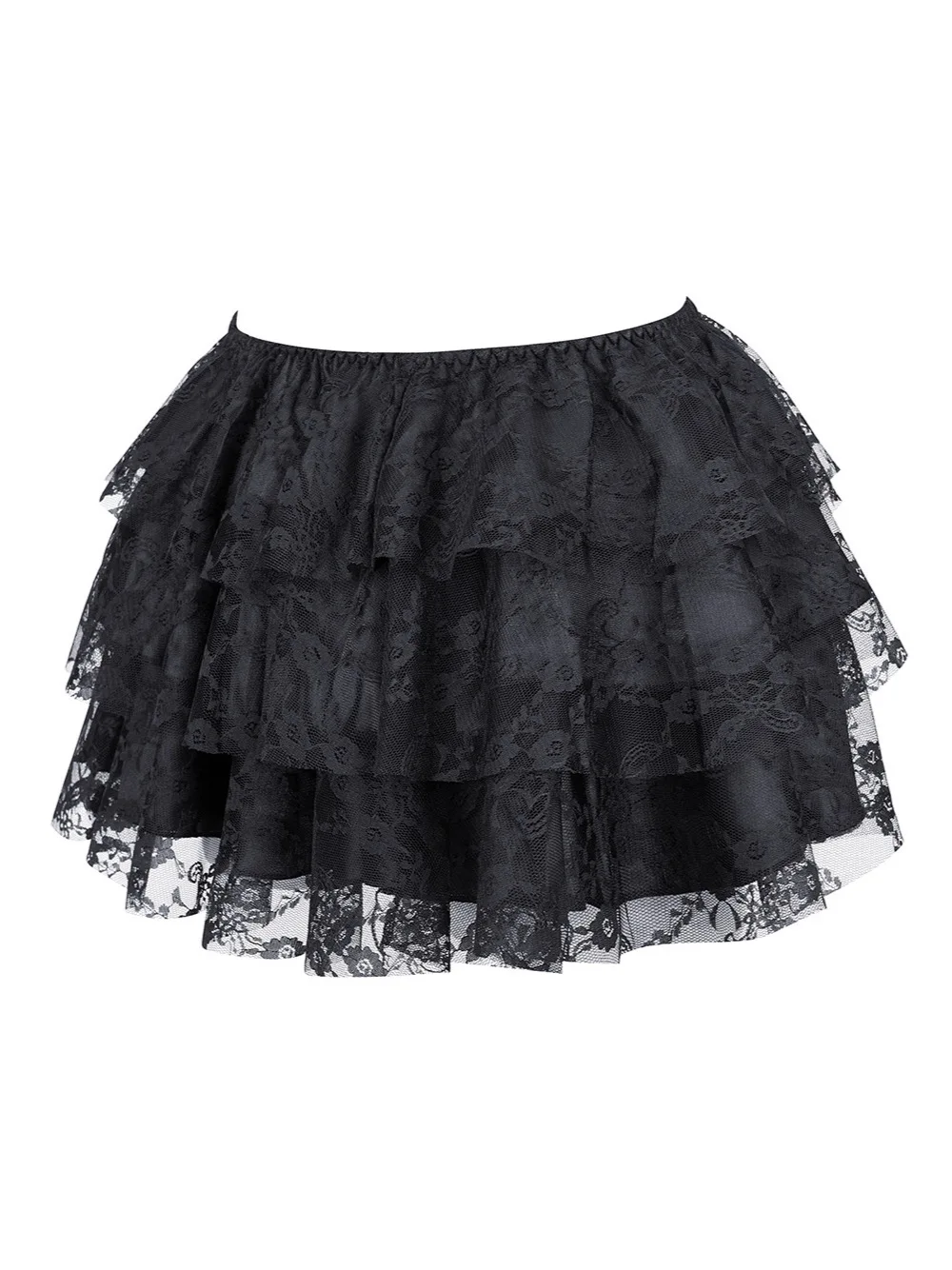Damenrock aus Spitze, Blumenspitze, Netzstoff, Tüll, Mini-Gothic, mehrlagig, gerüscht, passendes Korsett, Vintage-Burlesque-Kostüme – Detail 2