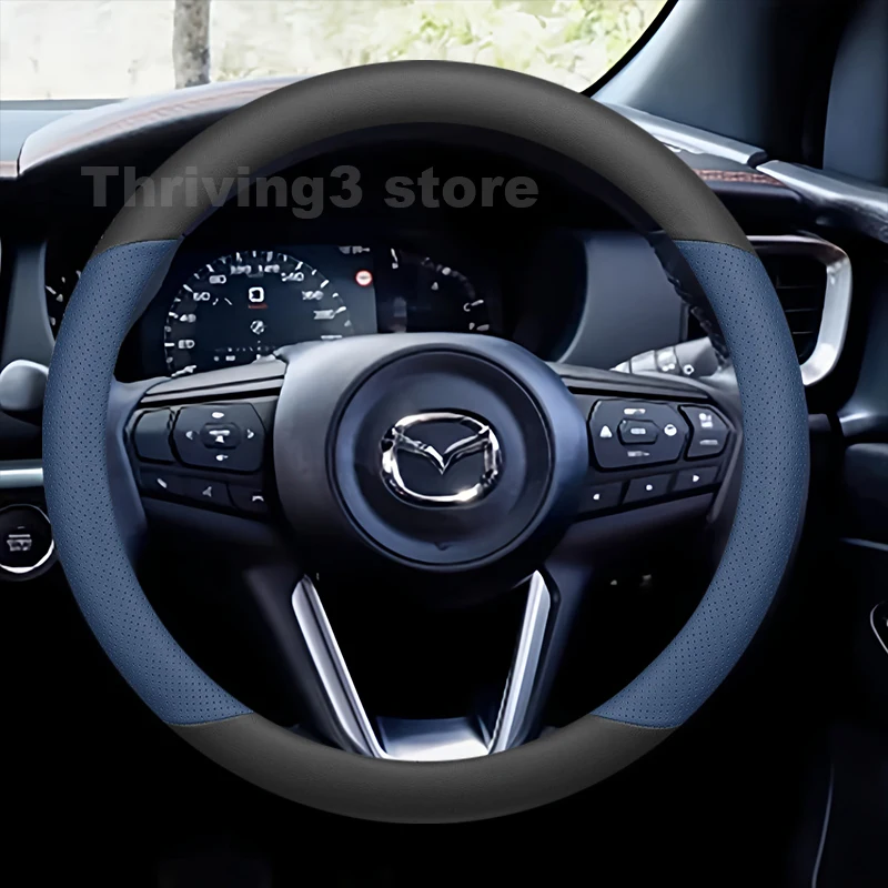 Leather Car Steering Wheel Cover For Mazda BT-50 BT 50 4X4 2025-2016 Non-slip Auto Steering Wheel Mazda BT50 Accessories 2025
