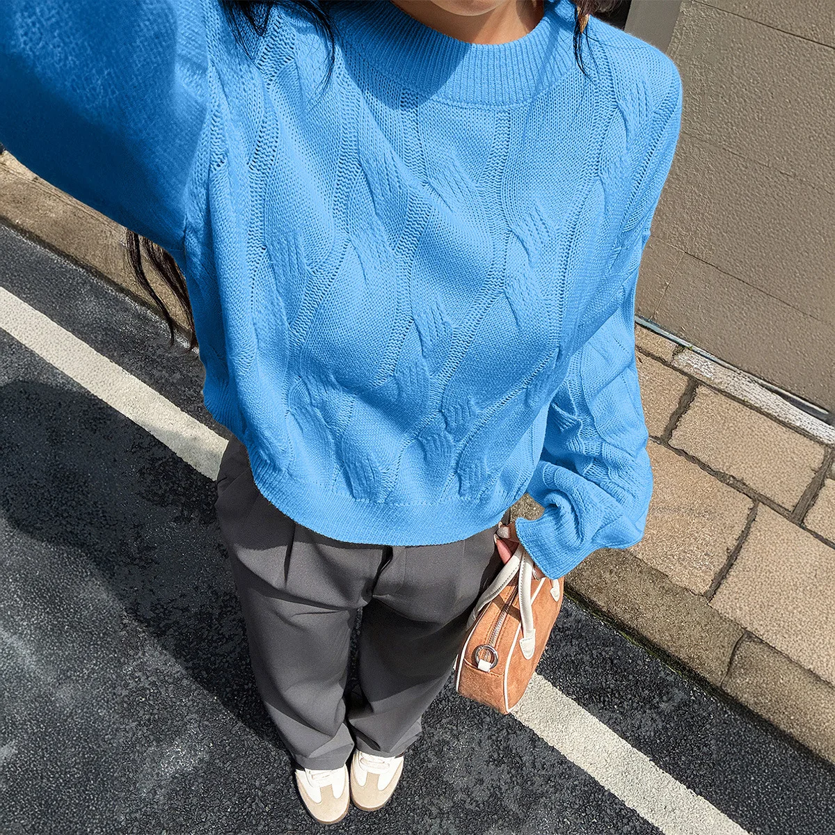 Casual Minimalist Style Long Sleeved Base Sweater