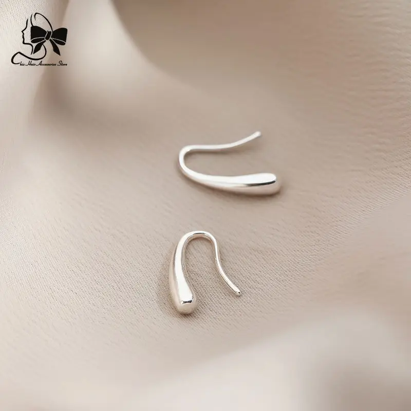 New Retro 925 Sterling Silver Water Drop Shape Earrings for Women Simple Temperament Ins Jewelry Party Birthday Gifts