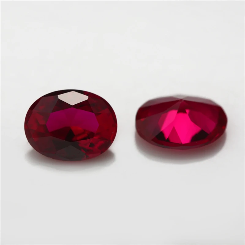 Size 3x5mm~13x18mm Oval Cut 8# 3# 5# Red Rubys Synthetic Corundum Gems Stone For jewelry