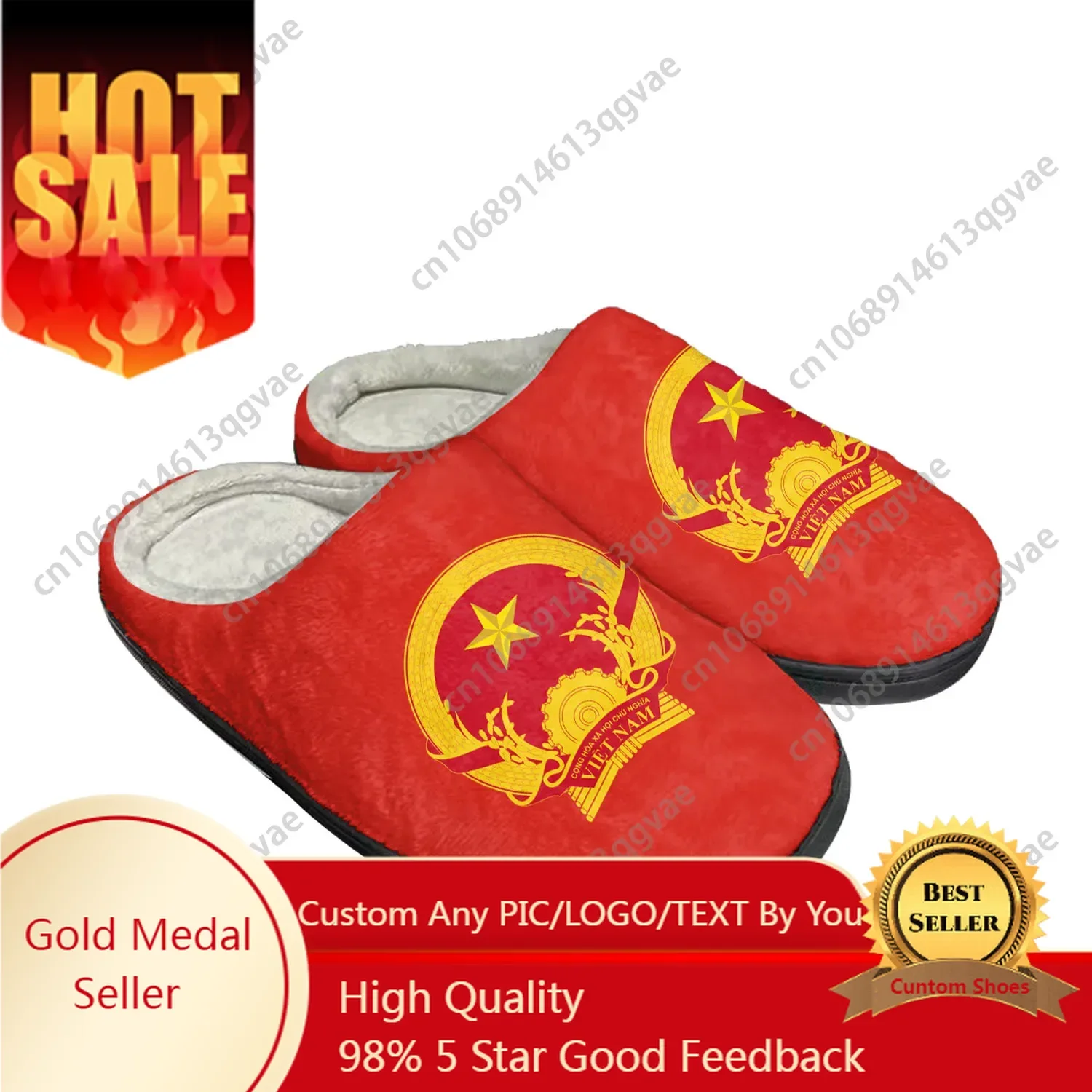 

vietnamese Flag Home Cotton Custom Slippers Mens Womens Sandals vietnam Plush Bedroom Casual Keep Warm Shoes Thermal Slipper