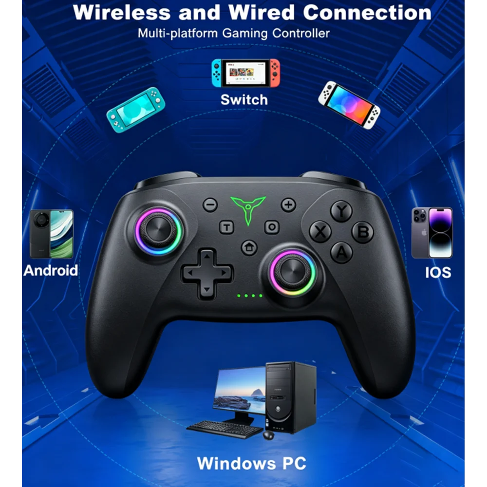 Dinofire Wireless Controller With USB Bluetooth Adapter For Windows PC Controller for Switch/Switch 2 Hall Effect Joystick