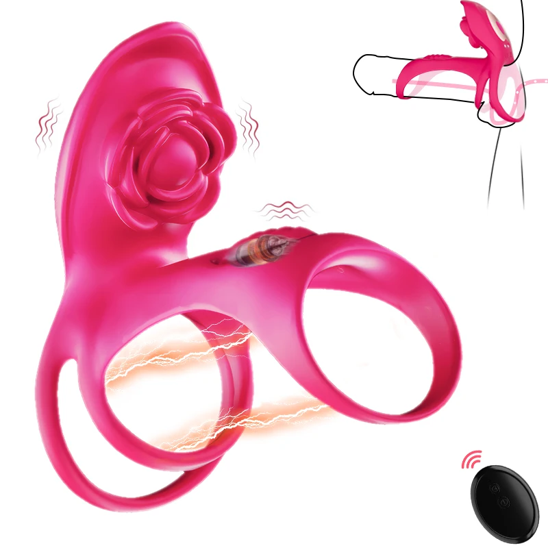 Anello vibrante per pene rosa Manica per pene Anello per pene Vibratore Coppie Giocattoli adulti del sesso per uomini Donne G Spot Clitoride Stimolatore anale