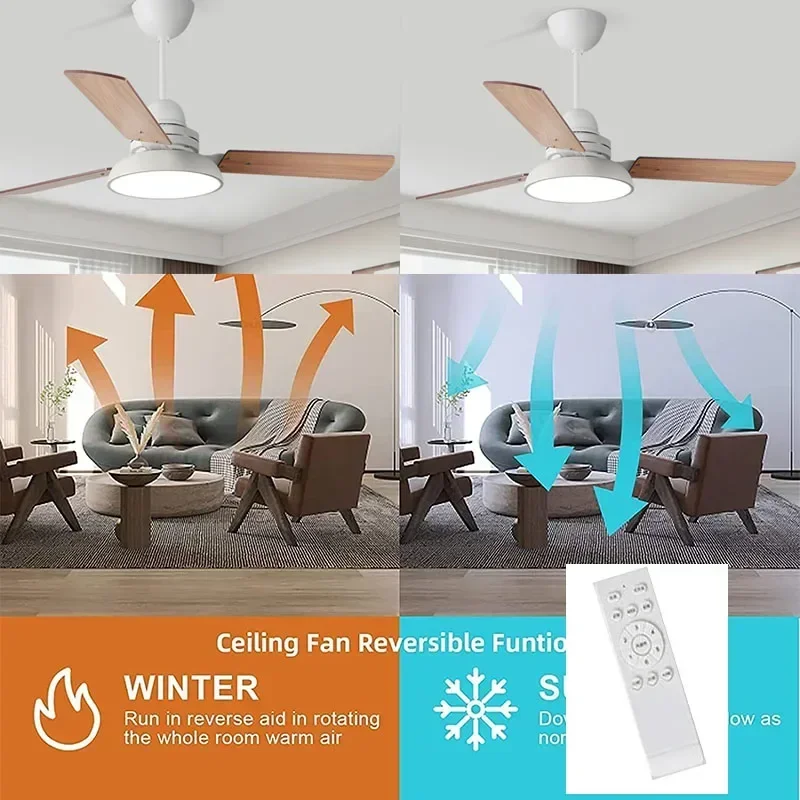 Ceiling Fans With light 42 48 inch Fans With Light Wood Blades Reversible Low Floor DC Motor Fans Lamp Living Room Bedroom Shop