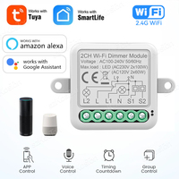 Tuya WiFi Smart Dimmer Switch Module 2 Way Control 1/2Gang Dimmable Light Timer App  Voice Control Works With Alexa Google Home