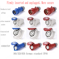 1Pcs Industry Plug And Socket Connectors Surface And Concealed Installation 3 4 5 Hole Core 16 A 32A Waterproof Two Three-Phase