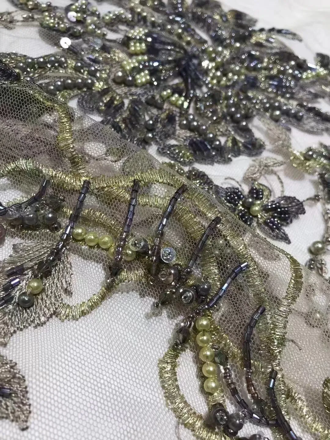 2024 High End Popular Delicacy Design Top Quality Handmade Embroidery Beads Net Lace Sequins Fabric For Wedding Or Party Dresses