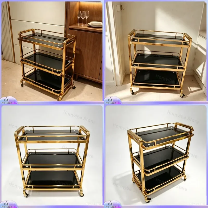 Stainless Steel 3 Tier Rolling Cart Mobile Kitchen Trolley Commercial Restaurant Food Service Bar Wine Rack Beauty Salon