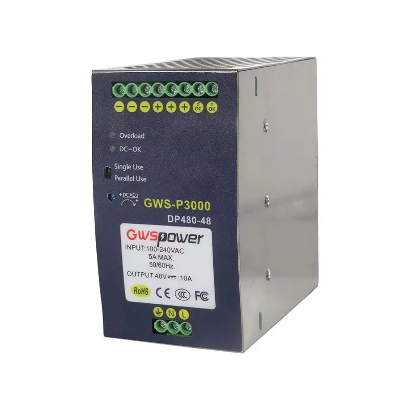 GWSpower 480W/48V Industrial DIN Rail Power Supply
