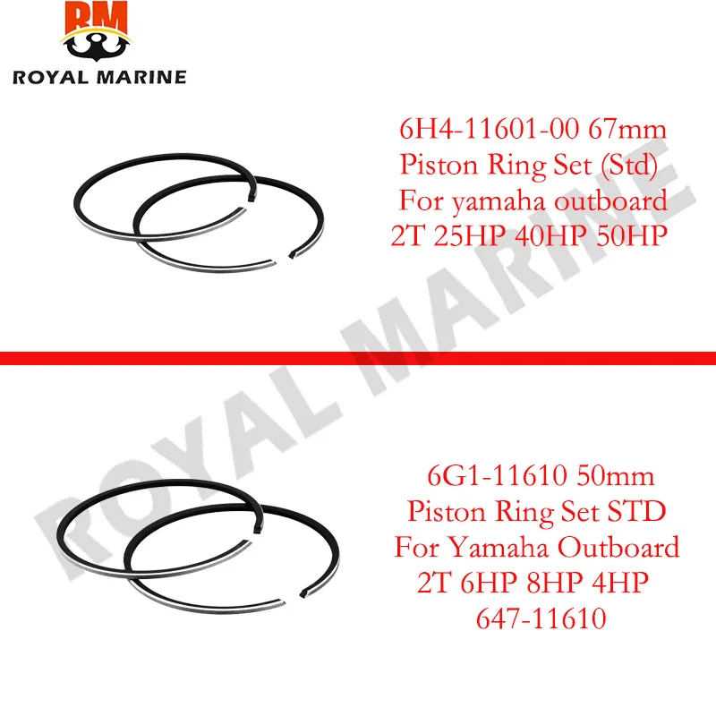 6H4-11601-00 67mm 6G1-11610-00 50mm Piston Ring Set STD For Yamaha Outboard 2T 6H4-11601 25HP 40HP 50HP 6G1-11610 6HP 8HP 4HP
