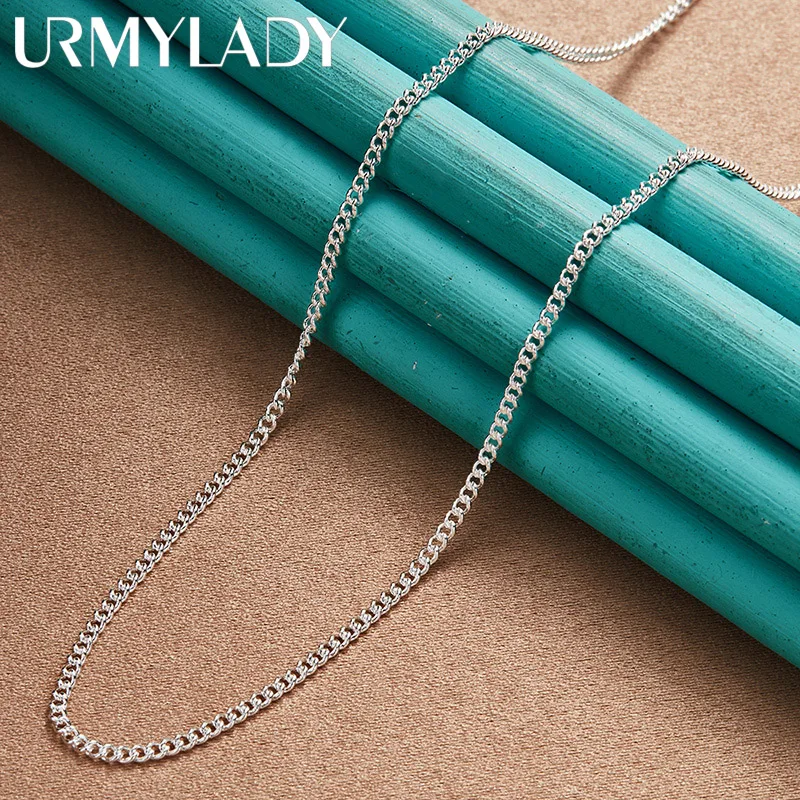 URMYLADY 925 Sterling Silver 2mm O-Chain 16/18/20/22/24/26/28/30 Inch Necklace For Women Men Jewelry Fashion Party Gift