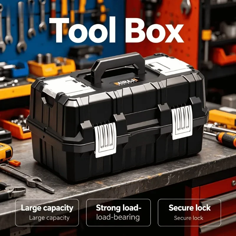 Heavy Duty 3 Tier Foldable Toolbox Portable Multipurpose Tool Chest for Home Car Electrician Hardware Organizer Storage Box