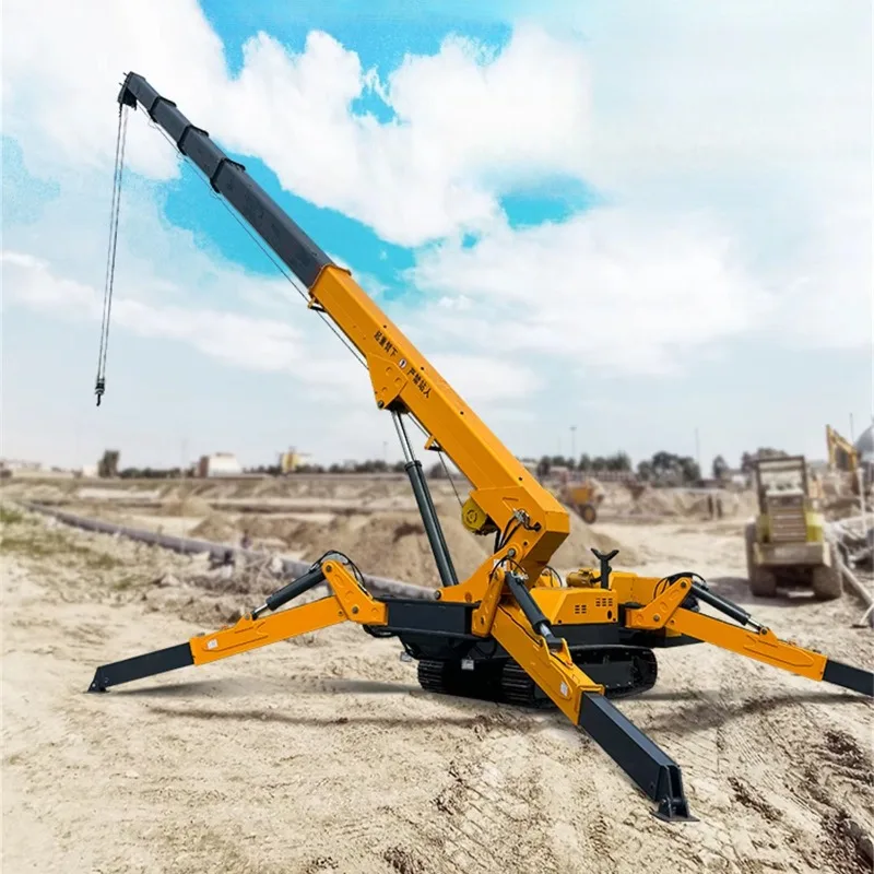 China Factory Supply 12Ton Spider Crane Crawler Mounted Heavy Duty Lifting Machine Stabilizer Slope Safe Operation