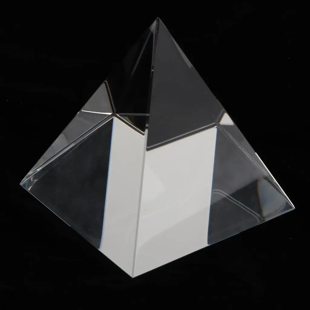 Glass Marbles Pyramid Prism Decorative Statue Transparent Crystal Model Suncatcher Home Office Ornament for Collectible Gift
